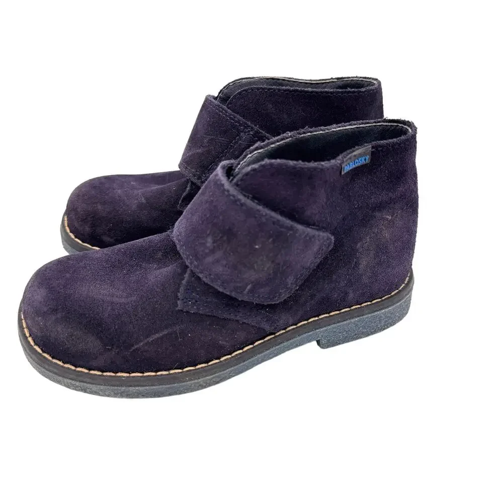 Pablosky Kids Boys Sz EU 29/US 12.5 Suede Blue Dress Leather Ankle Shoes Boots